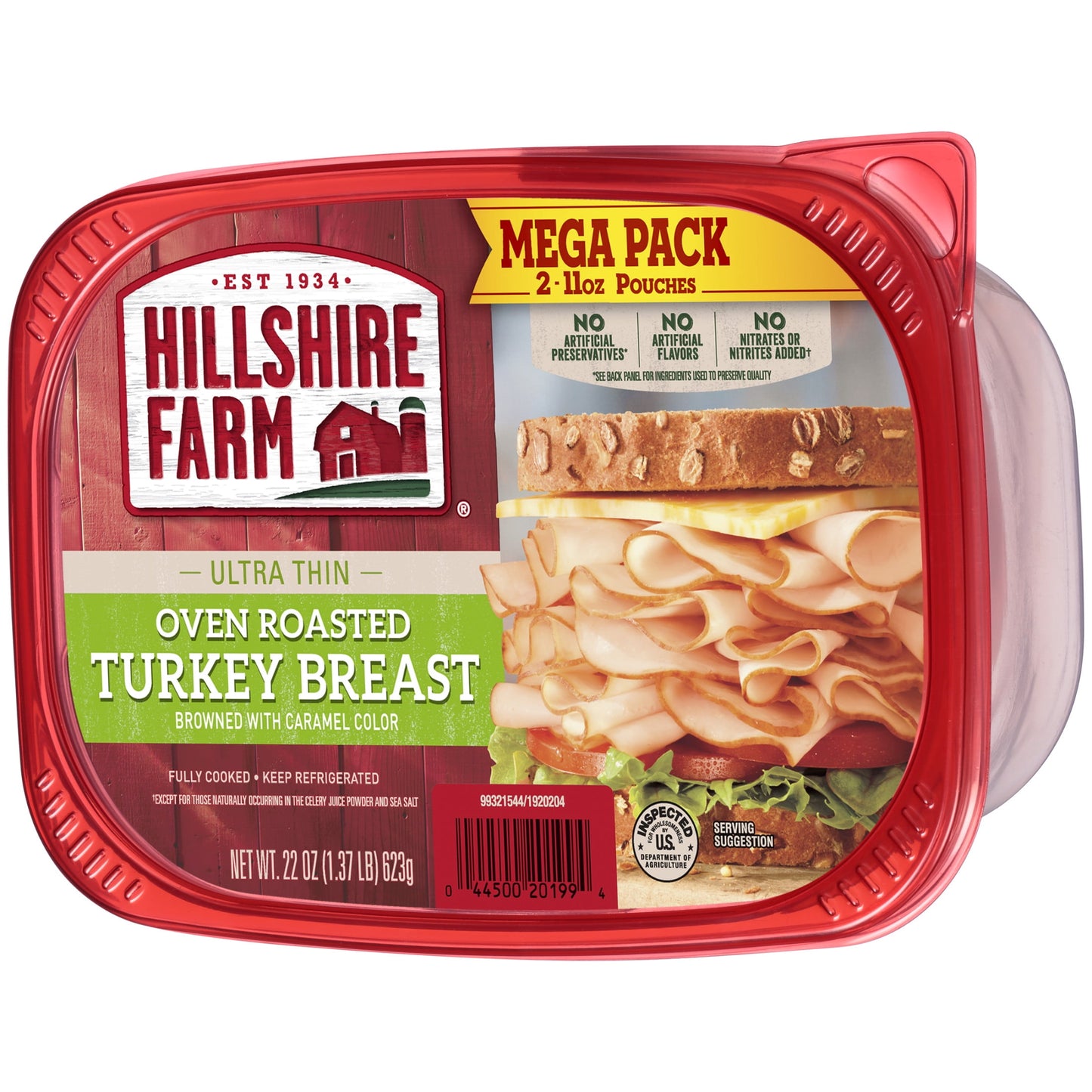 Hillshire Farm Sliced Oven Roasted Turkey Breast Deli Lunch Meat, 22 oz