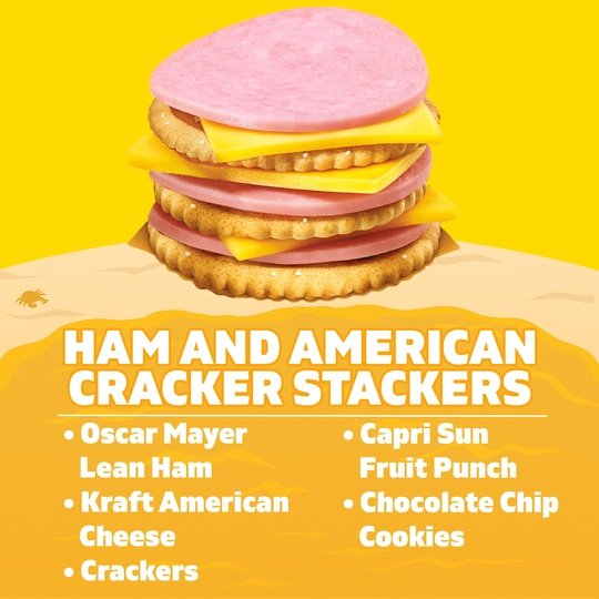 Lunchables Ham & American Cheese Cracker Stackers Kids Lunch Meal Kit, 9.1 oz Box