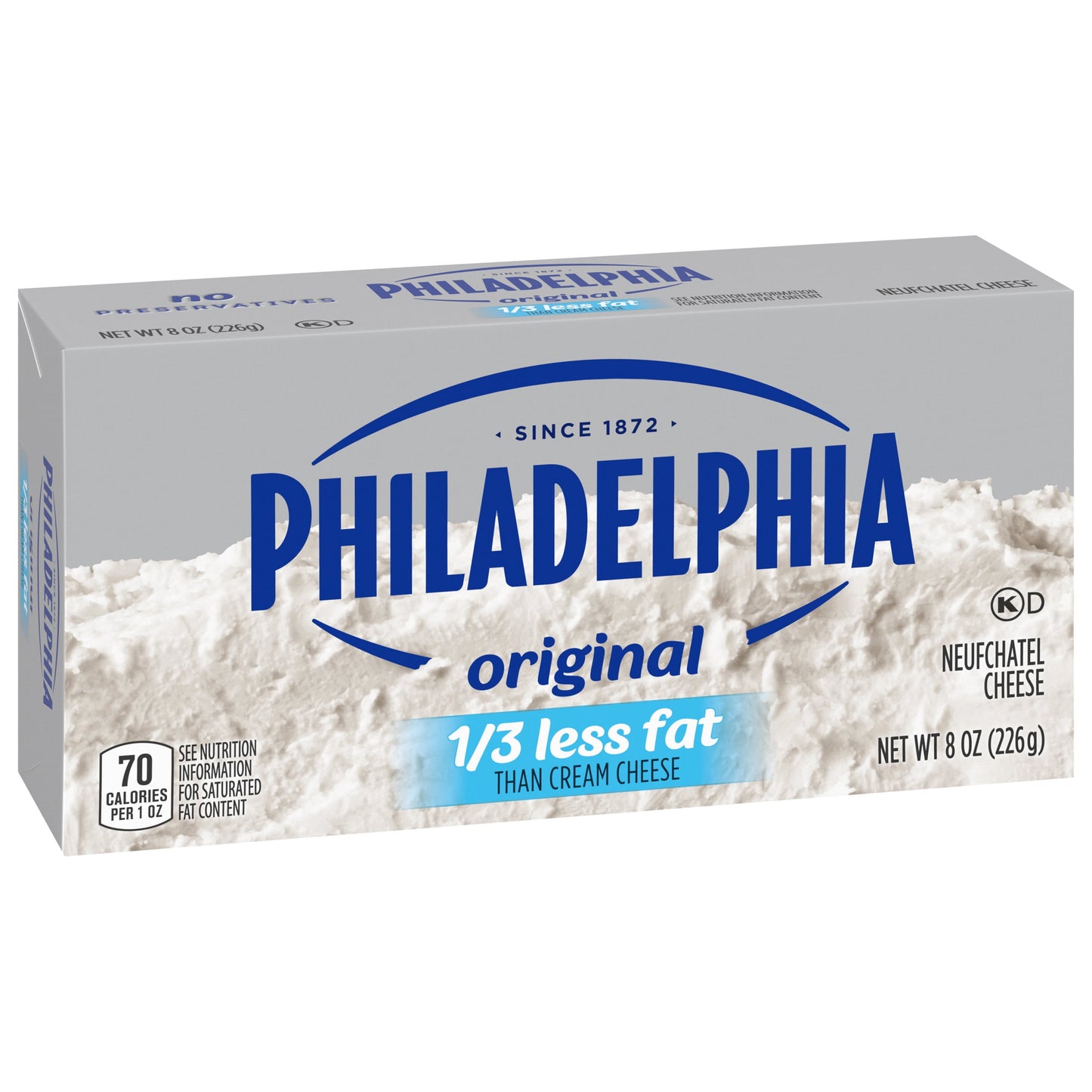 Philadelphia No Preservatives, 1/3 Fat Original Cream Cheese, 8 oz, 2 Count