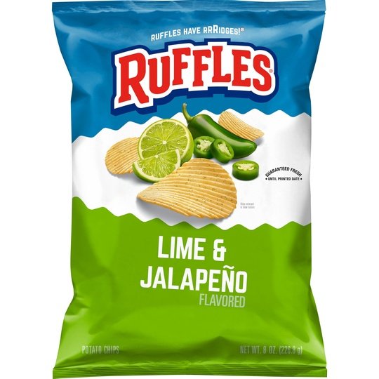 Ruffles Potato Chips Lime & Jalapeno Flavored 8 Oz