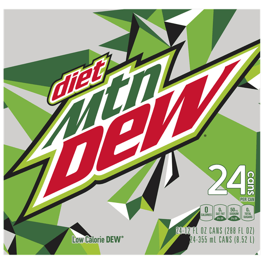 Diet Mountain Dew Citrus Soda Pop, 12 fl oz Cans, 24 Pack