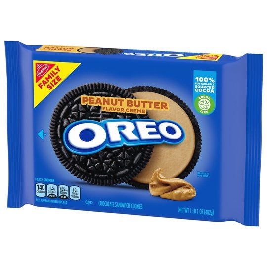 OREO Peanut Butter Creme Chocolate Sandwich Cookies, Family Size, 17 oz