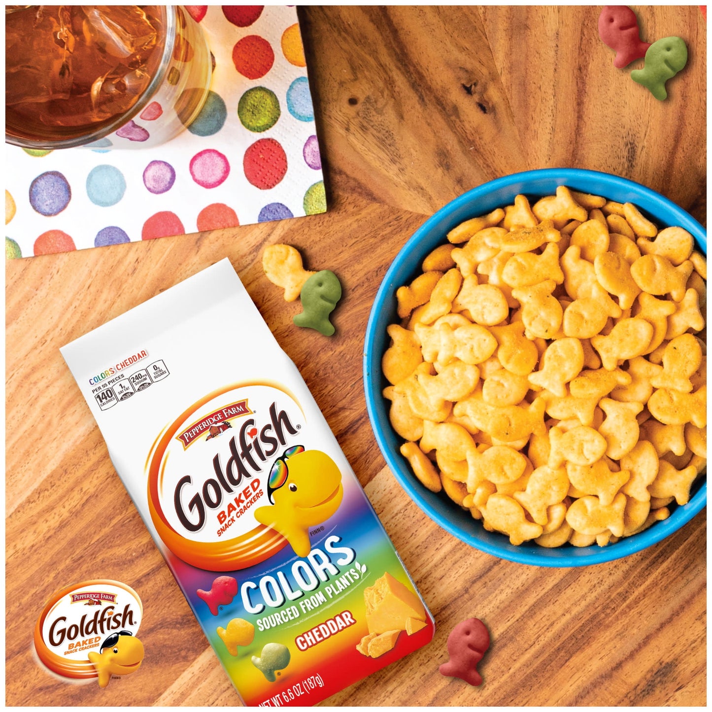 Goldfish Colors Cheddar Cheese Crackers, Baked Snack Crackers, 6.6 oz Bag