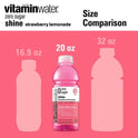 vitaminwater zero sugar shine, electrolyte enhanced water, strawberry lemonade, 20 fl oz