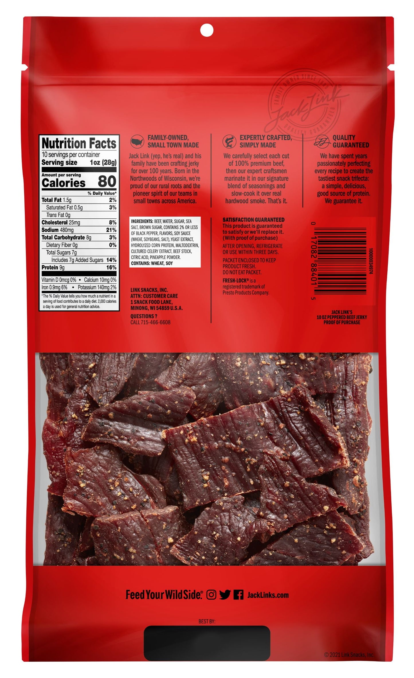 Jack Link’s Peppered Beef Jerky, 10 oz, Resealable Bag