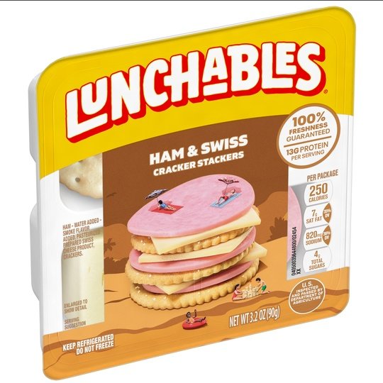 Lunchables Ham and Swiss Cracker Stackers, 3.2 oz Tray