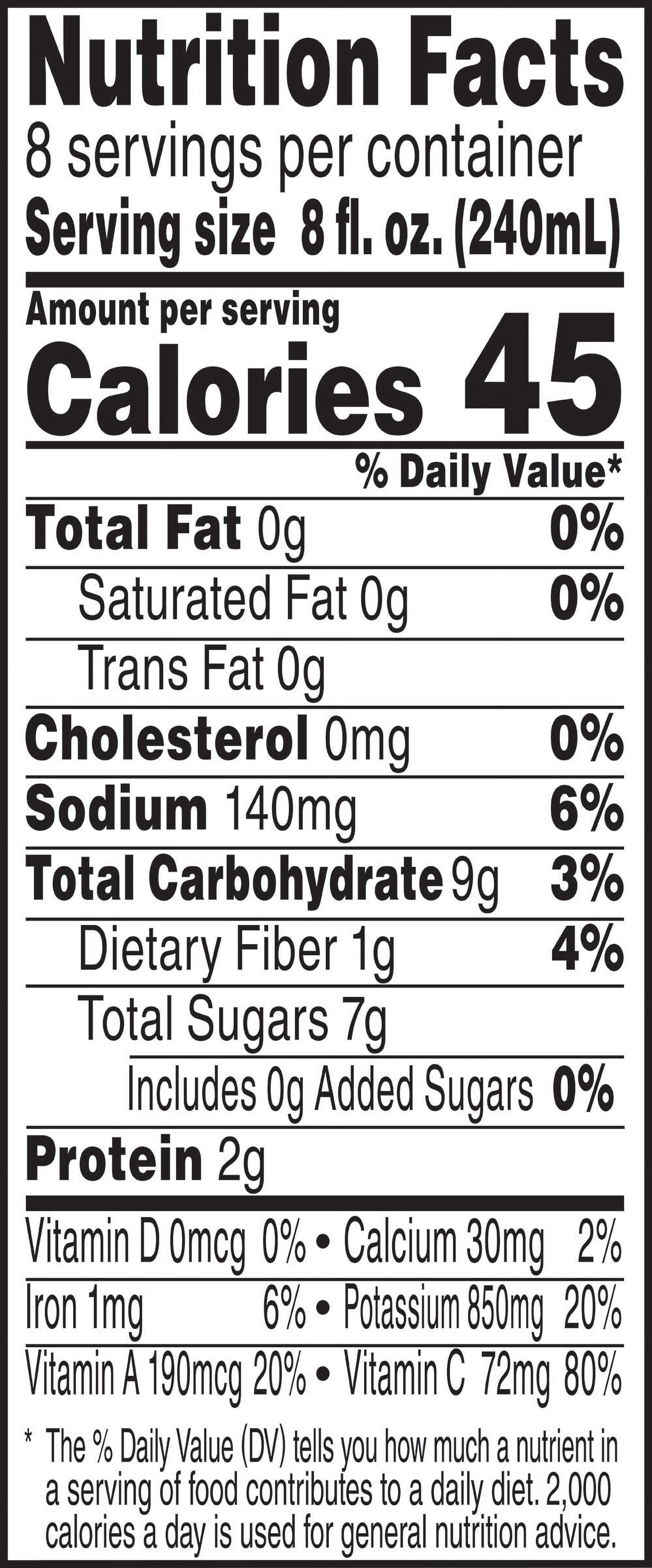 V8 Low Sodium Original 100% Vegetable Juice, 64 fl oz Bottle