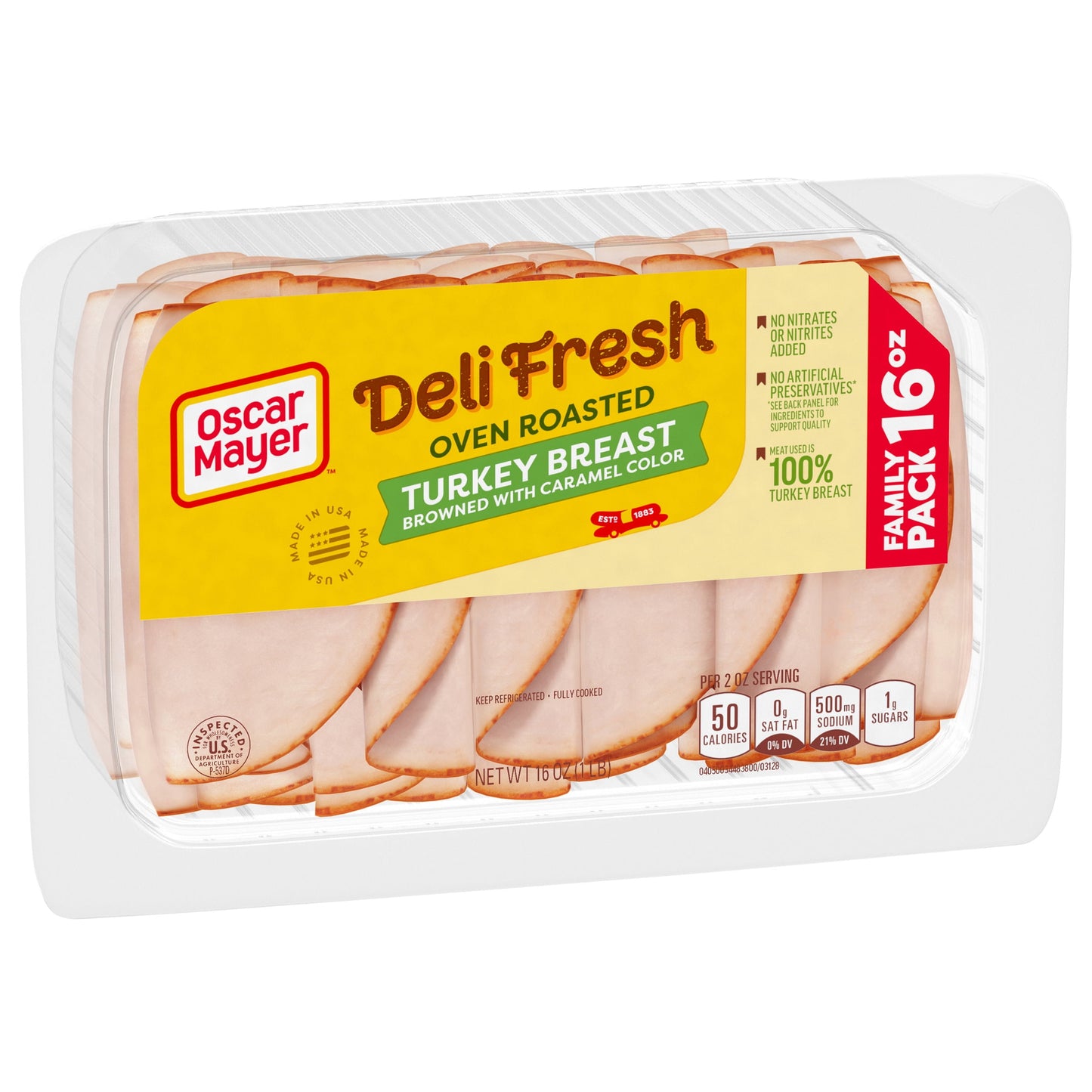 Oscar Mayer Deli Fresh Oven Roasted Sliced Turkey Breast Deli Lunch Meat Family Size, 16 Oz Package