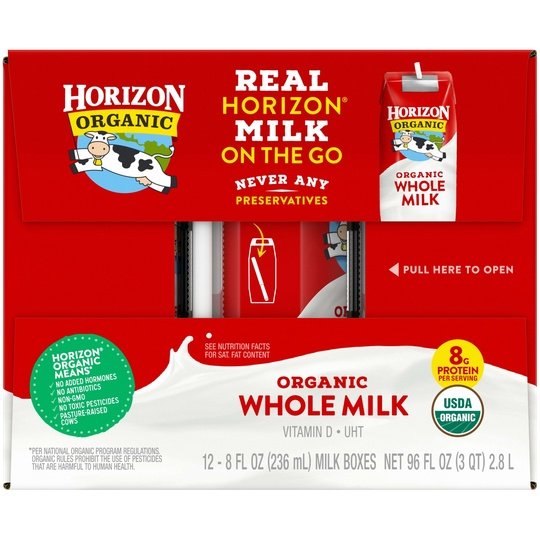 Horizon Organic Whole Shelf-Stable Milk Boxes, 8 Oz., 12 Count