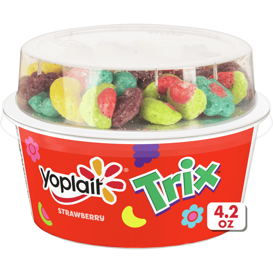 Yoplait Strawberry Low Fat Kids Yogurt & Trix Cereal Snack 4.27 OZ Cup