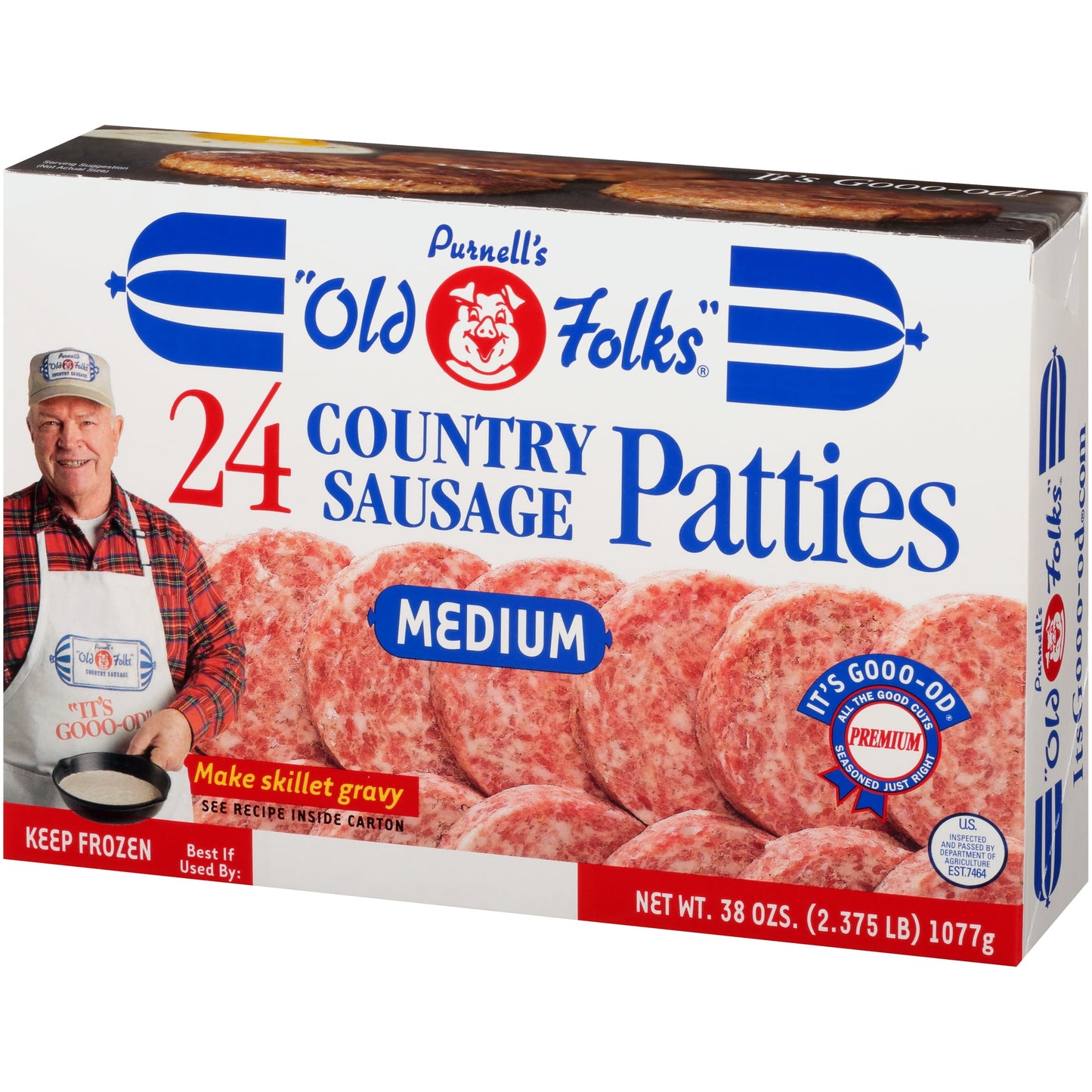 Purnell's "Old Folks" Medium Patties Breakfast Country Sausage, 38 Ounce