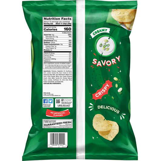 Lay's Sour Cream & Onion Potato Snack Chips,Party Size, 12.5 oz Bag