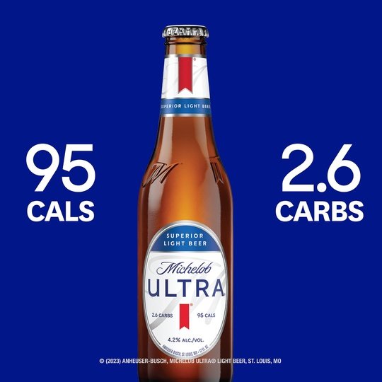 Michelob ULTRA Light Beer, 24 Pack Beer, 12 fl oz Bottles, 4.2% ABV, Domestic