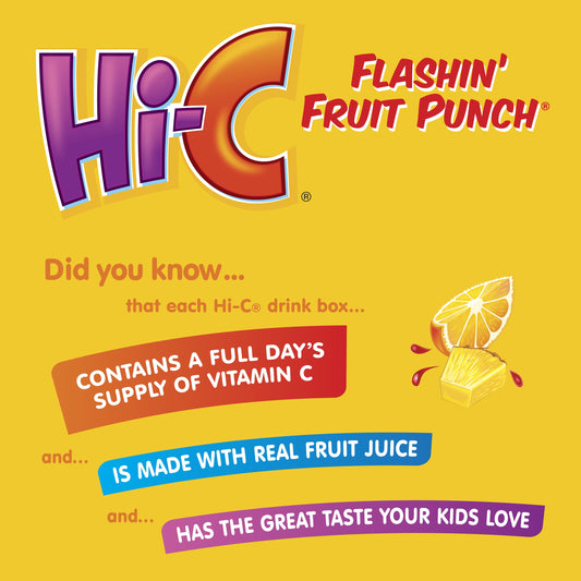 Hi-C Flashin Fruit Punch Juice, 6 fl oz, 8 Juice Boxes