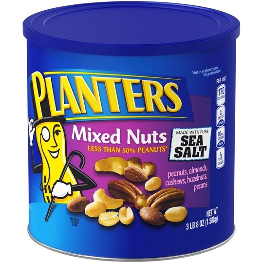 Planters Mixed Nuts Less Than 50% Peanuts with Peanuts, Almonds, Cashews, Hazelnuts, Pecans & Sea Salt, 3.5 lb Canister