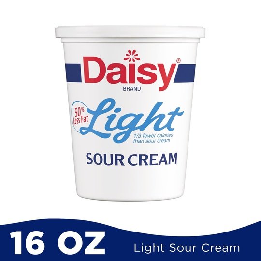 Daisy Pure and Natural Light Sour Cream, 50% Less Fat, 16 oz (1 lb) Tub (Refrigerated)