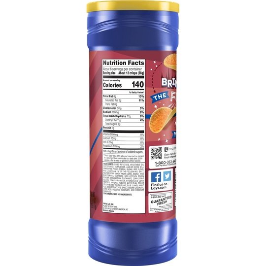 Lay's Stax Mesquite Barbecue Potato Chips, 5.5 oz Canister