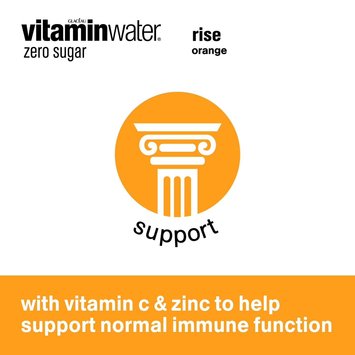 vitaminwater zero sugar rise electrolyte enhanced water, orange, 16.9 fl oz, 6 count bottles