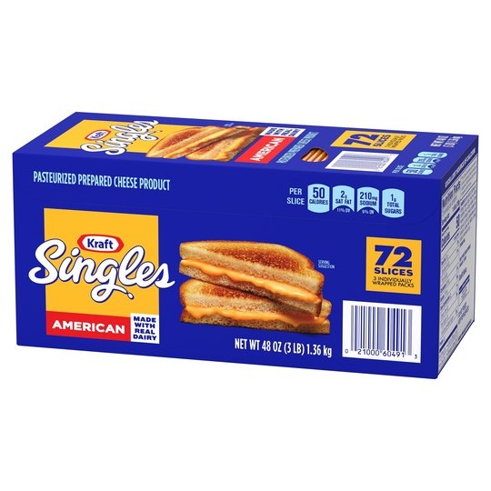 Kraft Singles American Cheese Slices, 72 Ct Box