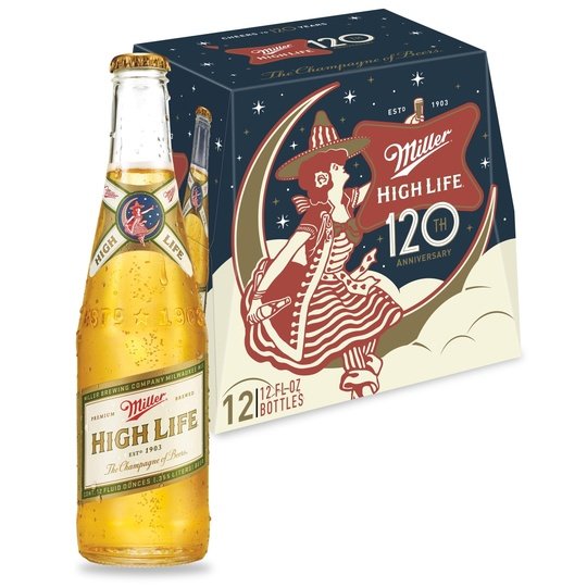 Miller High Life Lager Beer, 12 Pack, 12 fl oz Bottles, 4.6% ABV