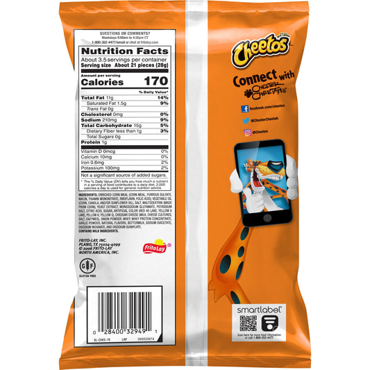 Cheetos Crunchy Flamin' Hot Cheese Flavored Snack Chips, 3.25 oz Bag