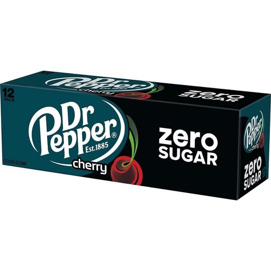 Dr Pepper Cherry Zero Sugar Soda, 12 fl oz cans, 12 pack