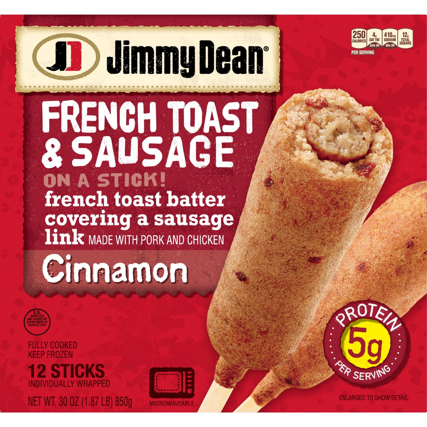 Jimmy Dean Cinnamon French Toast & Sausage on a Stick, 30 oz, 12 Ct (Frozen)