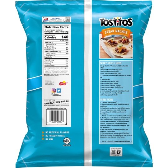 Tostitos Original Restaurant Style Tortilla Chips, Party Size, 17 oz Bag