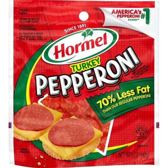 HORMEL, Turkey Pepperoni, Pizza Topping, Gluten Free, Original, 5 Oz Bag