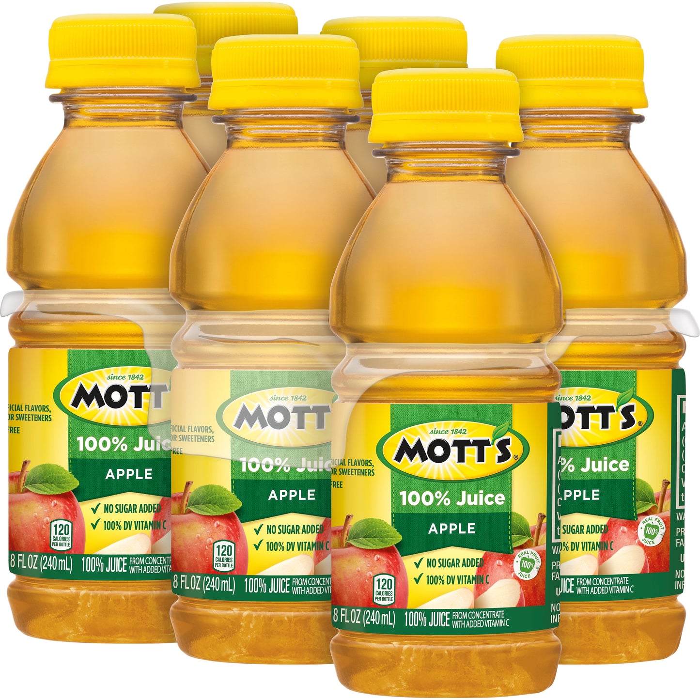 Mott's 100% Juice Original Apple Juice, 8 fl oz, 6 Count Bottles