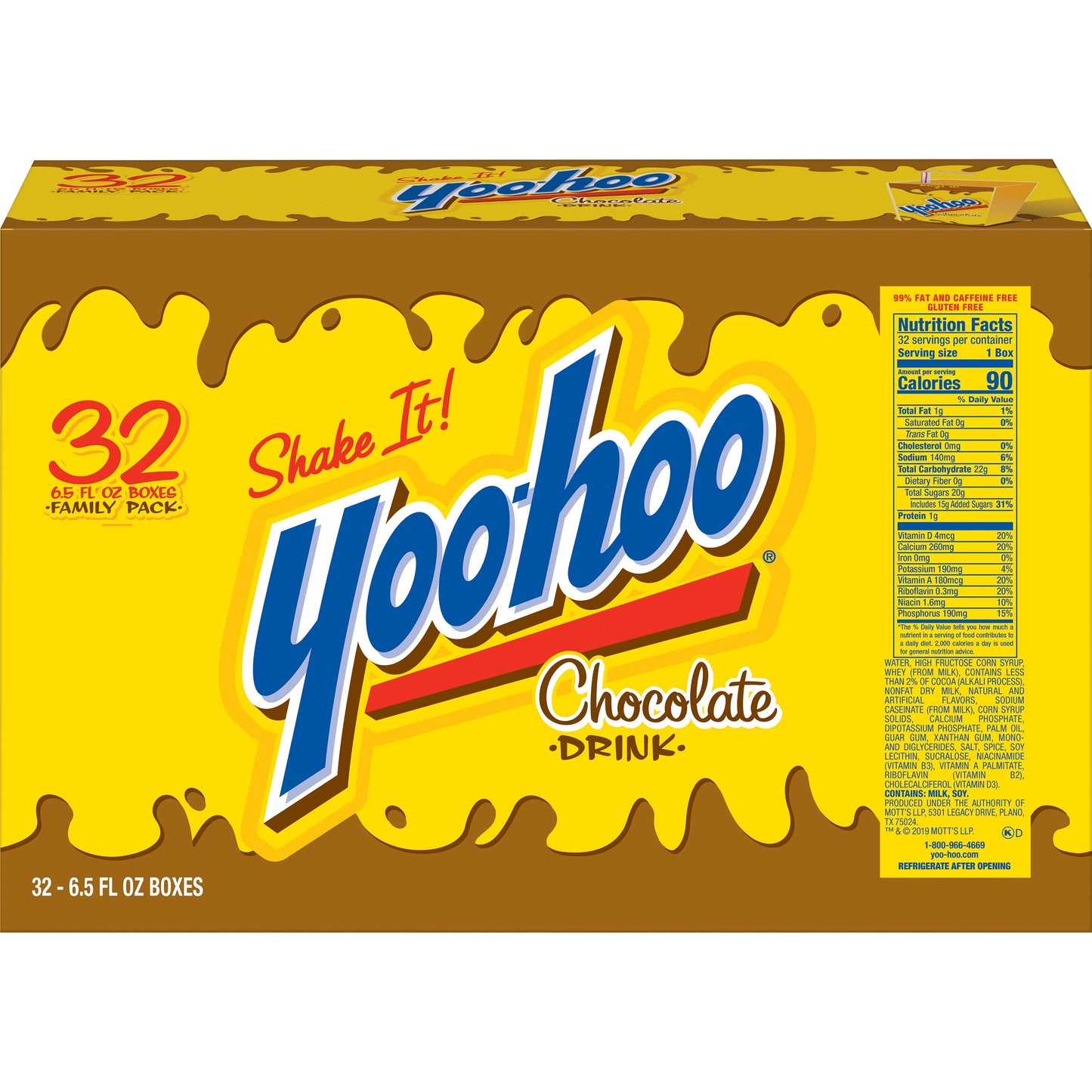 Yoo-hoo Chocolate Drink, 6.5 fl oz boxes, 32 pack